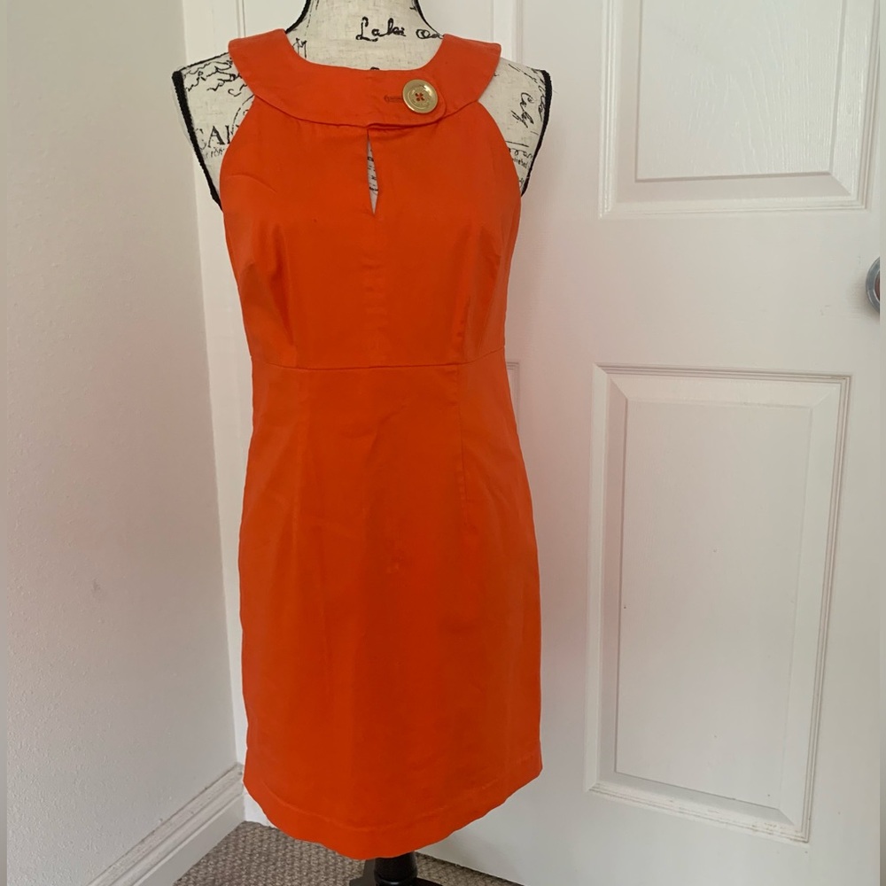 Michael Kors Orange Button Sleeveless Sheath Dress